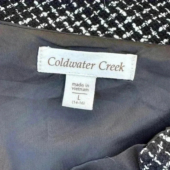 Coldwater Creek A-Line tweed Skirt Large black lined fringe business casual - Picture 5 of 7
